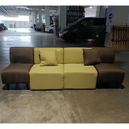 JEKYL 4 Seater Sofa Chair in GREEN & BROWN Fabric