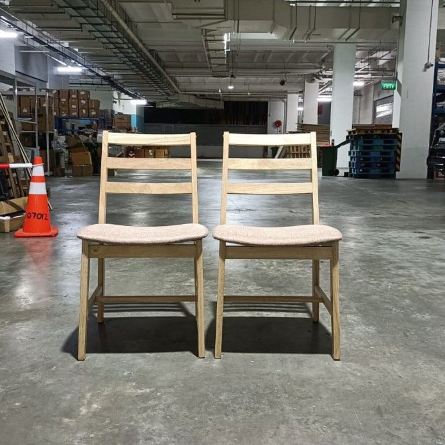 2 x TITAN Dining Chairs in NATURAL & BROWN CUSHION