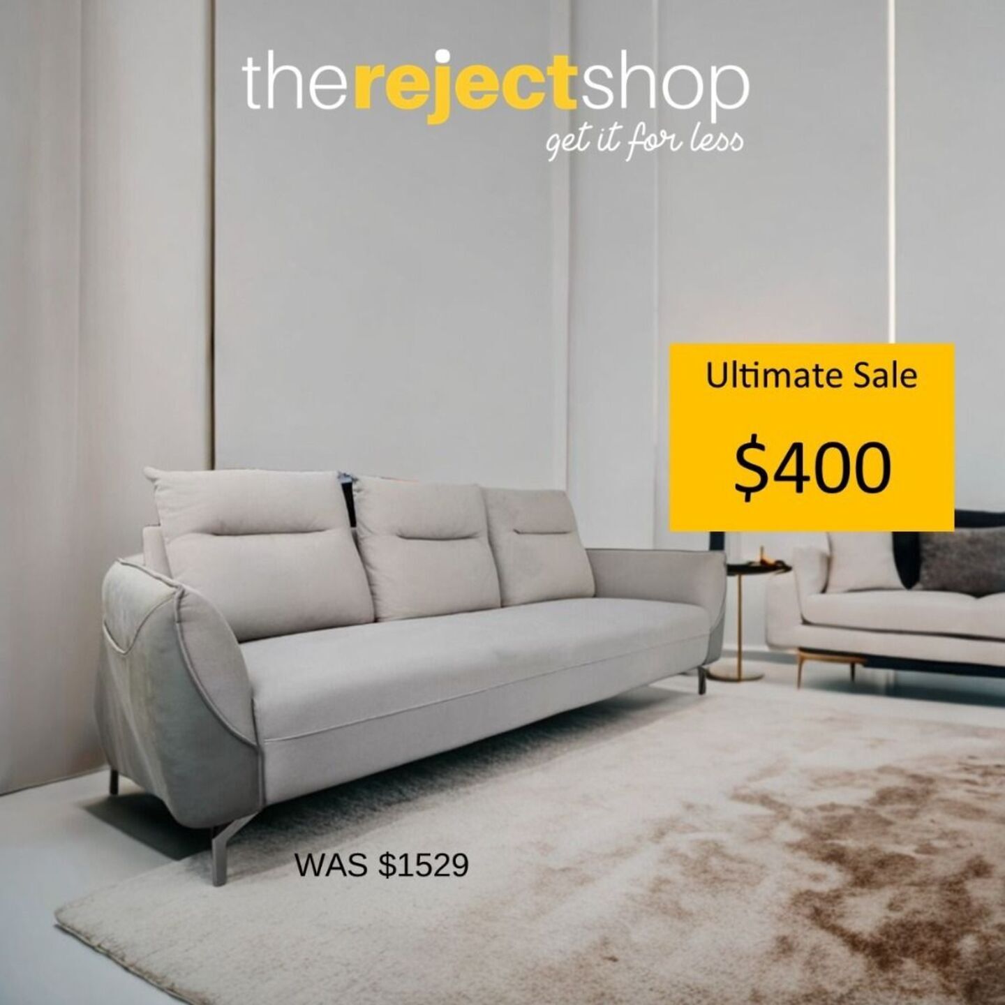(ULTIMATED PRICE)ZELMESKA 3 Seater Sofa in BLUISH GREY