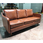 PRE-ORDER VALENTE 3 Seater Sofa in Gloss Brown PU - Est Delivery in Early May 2021