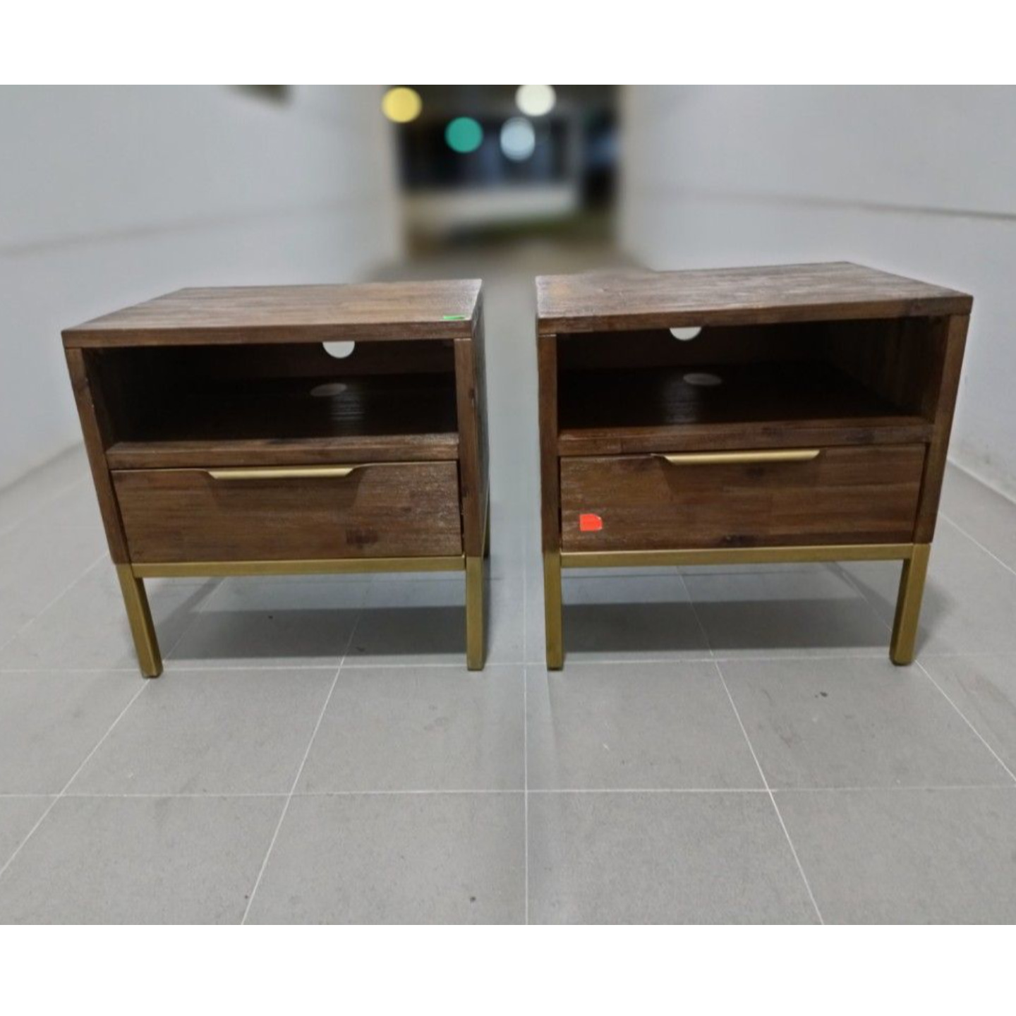 One Pair of MONYUK Wooden Bedside Table