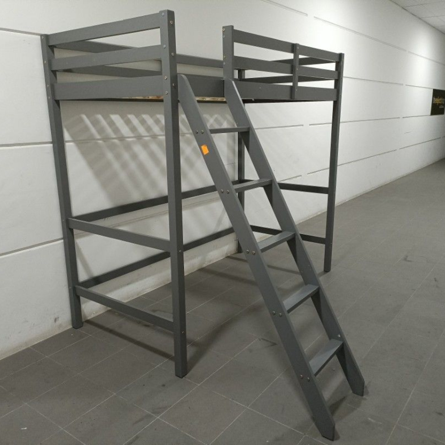 RUZENDA Single Size Wooden Loft Bedframe in GREY