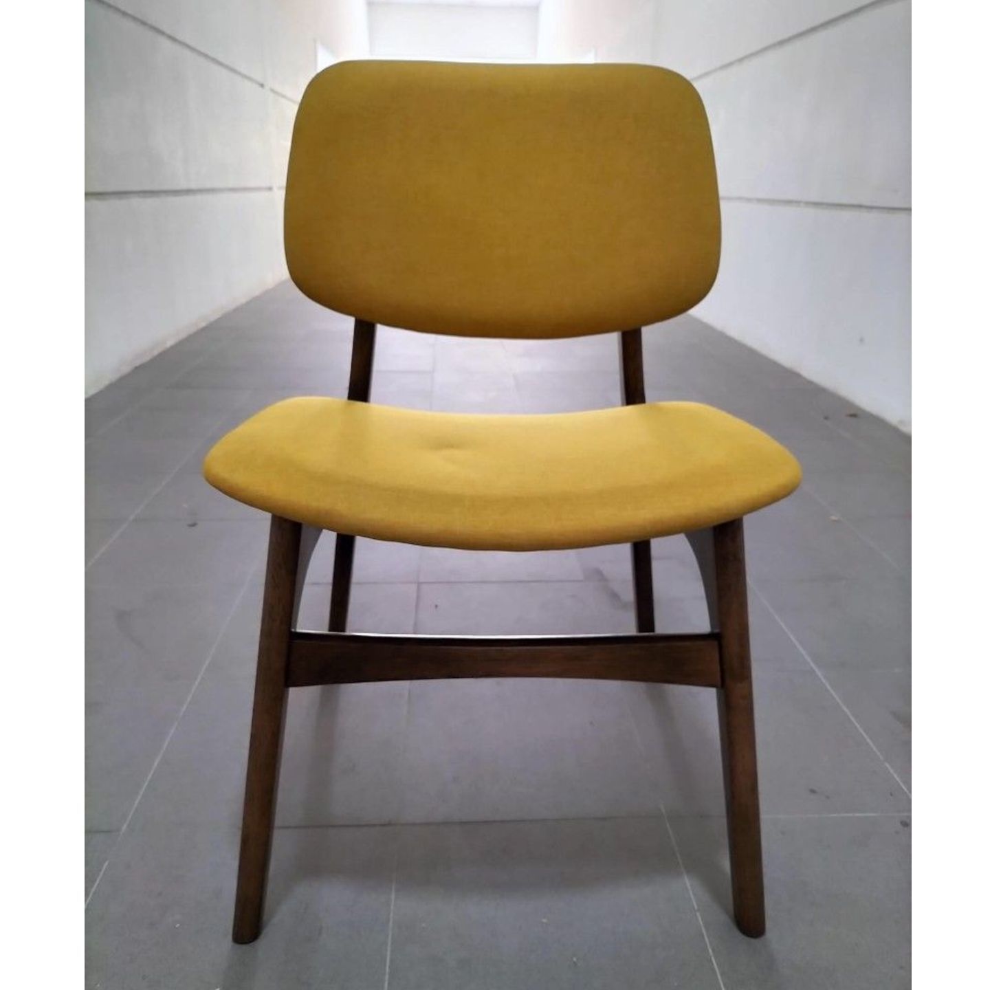 ROFA Solid Wood Chair in WALNUT & YELLOW FABRIC