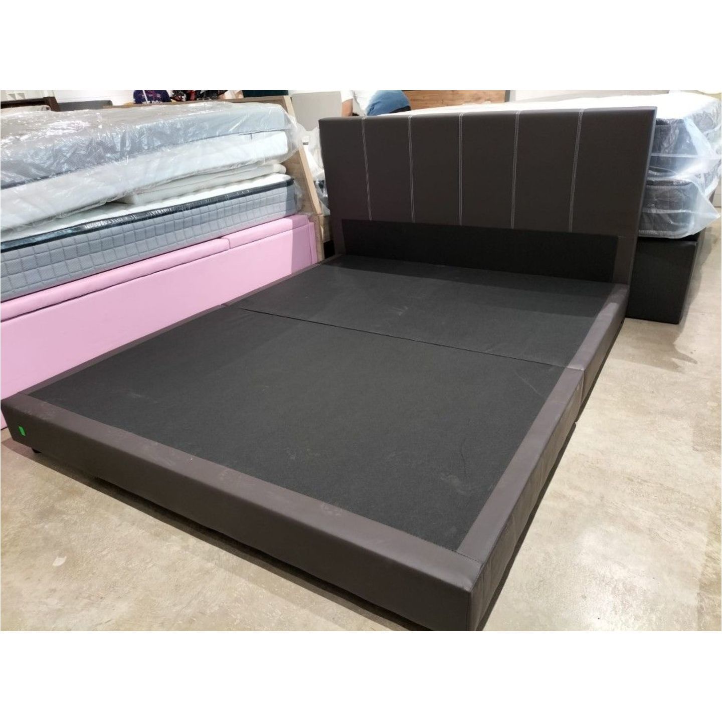 FIRE SALE PROMO - LEVO Queen Faux Leather Bed Frame in DARK CHOCOLATE