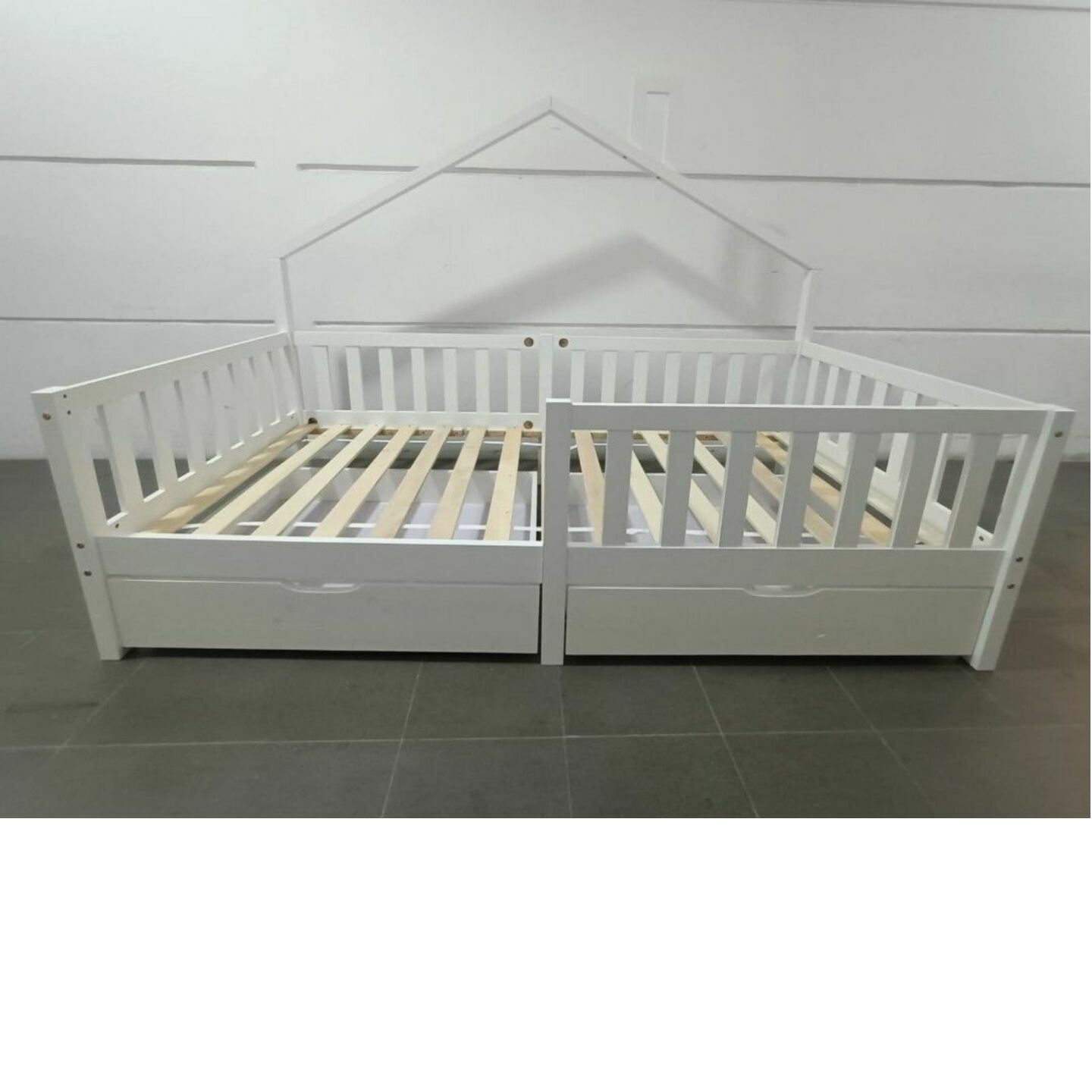 BRIDGERTON Kids Single Size House Wooden Bedframe with Under bed Drawers in WHITE