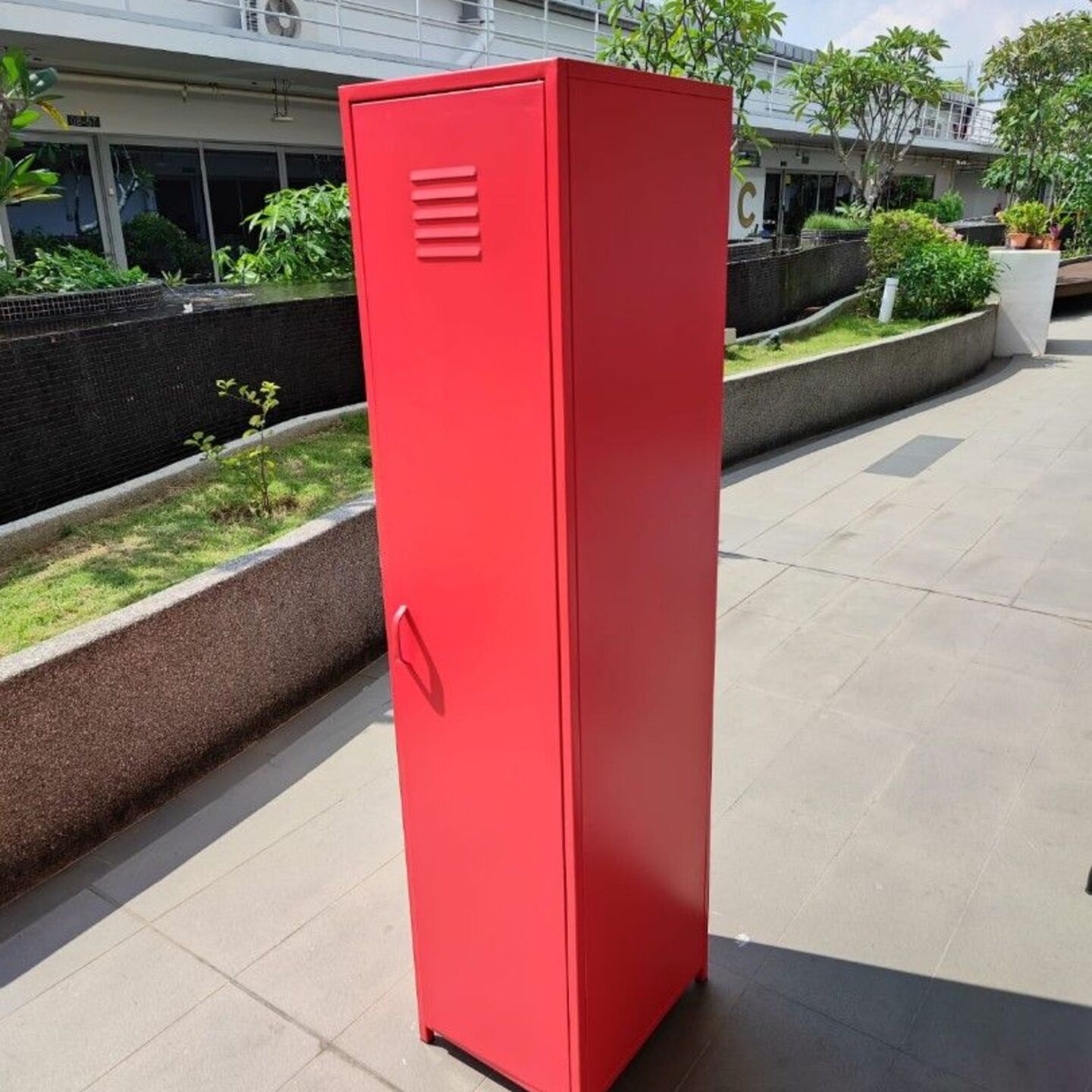 LEFKADA Slim Single Door Metal Cabinet with Hanger in RED