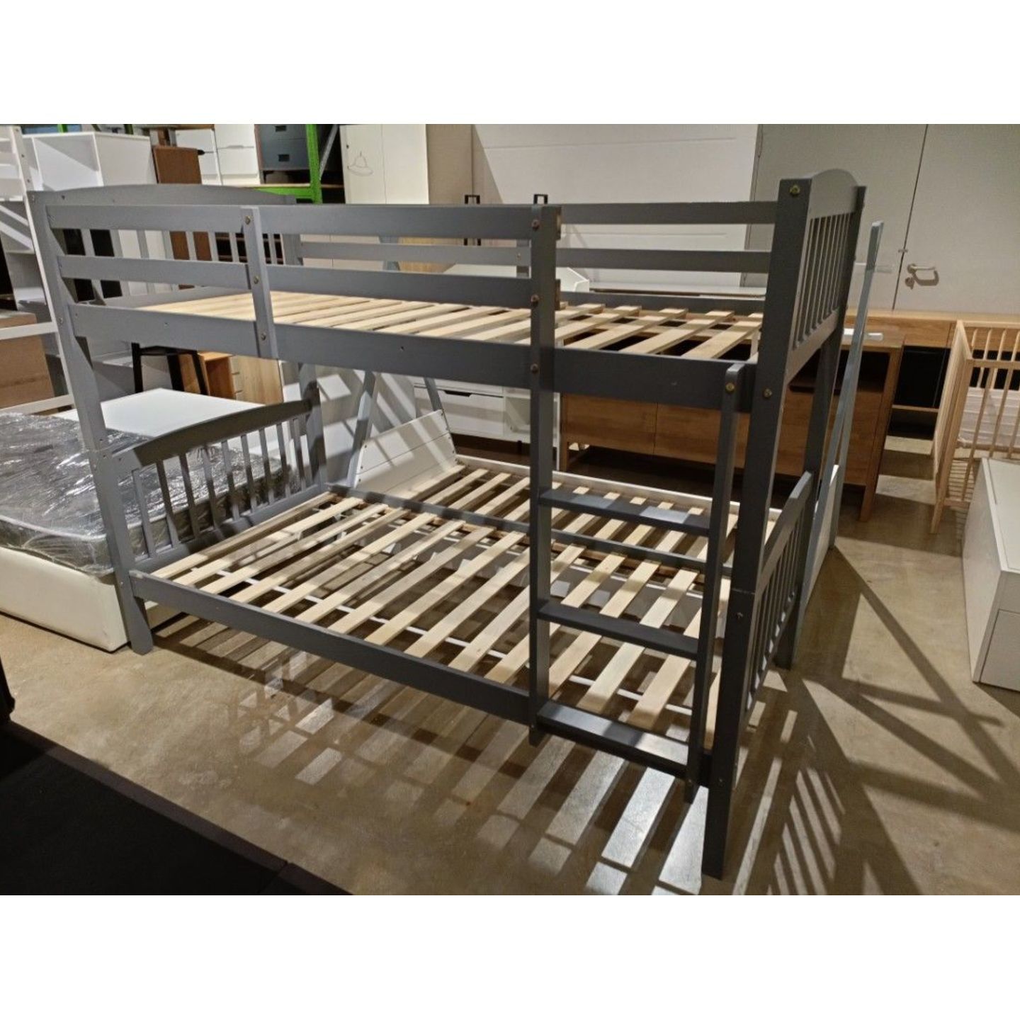 FRARINA Single Size Bunk Bed in GREY