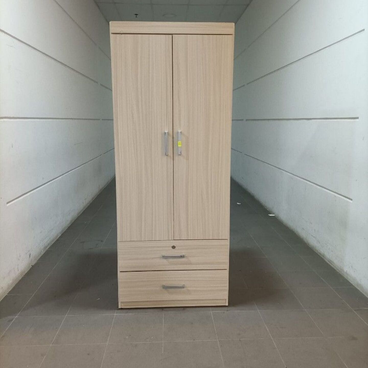 LEFAL II 2 Door Wardrobe in WHITE WASH with Drawers