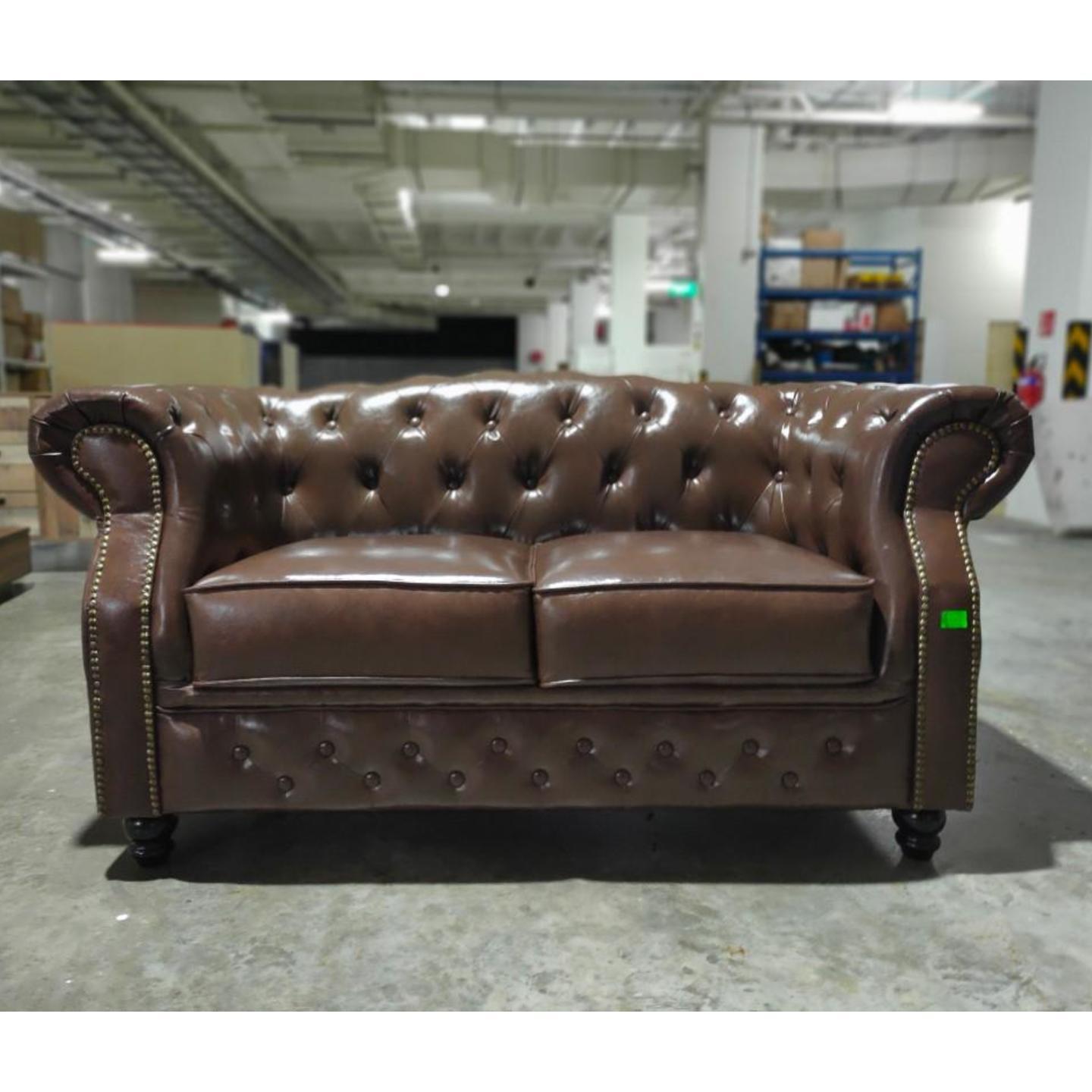 Pre Order BOTTEVA 2 Seater Chesterfield Sofa in DARK COCO BROWN - Estimated Delivery by End of June 2022