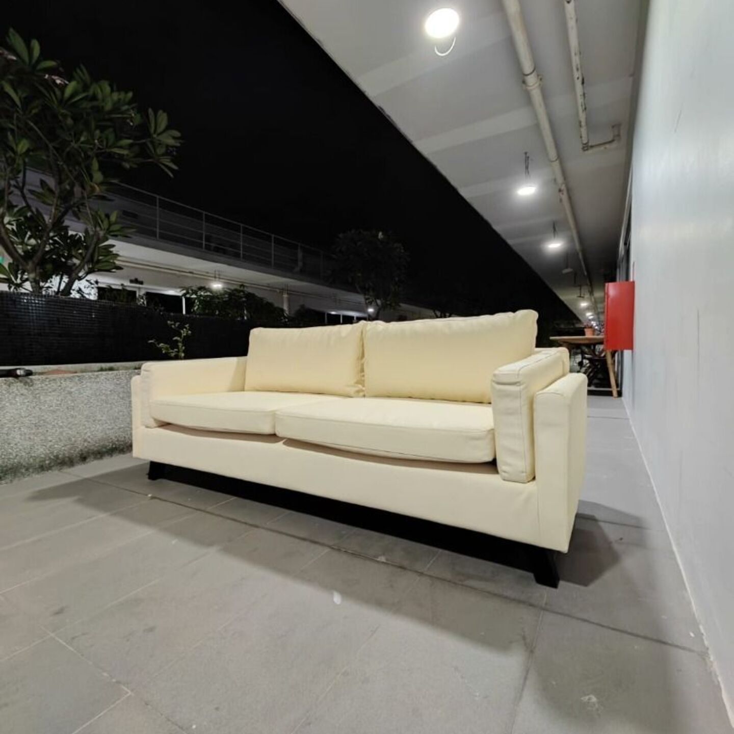 MARZUKI 3 Seater Sofa in WHITE Faux Leather
