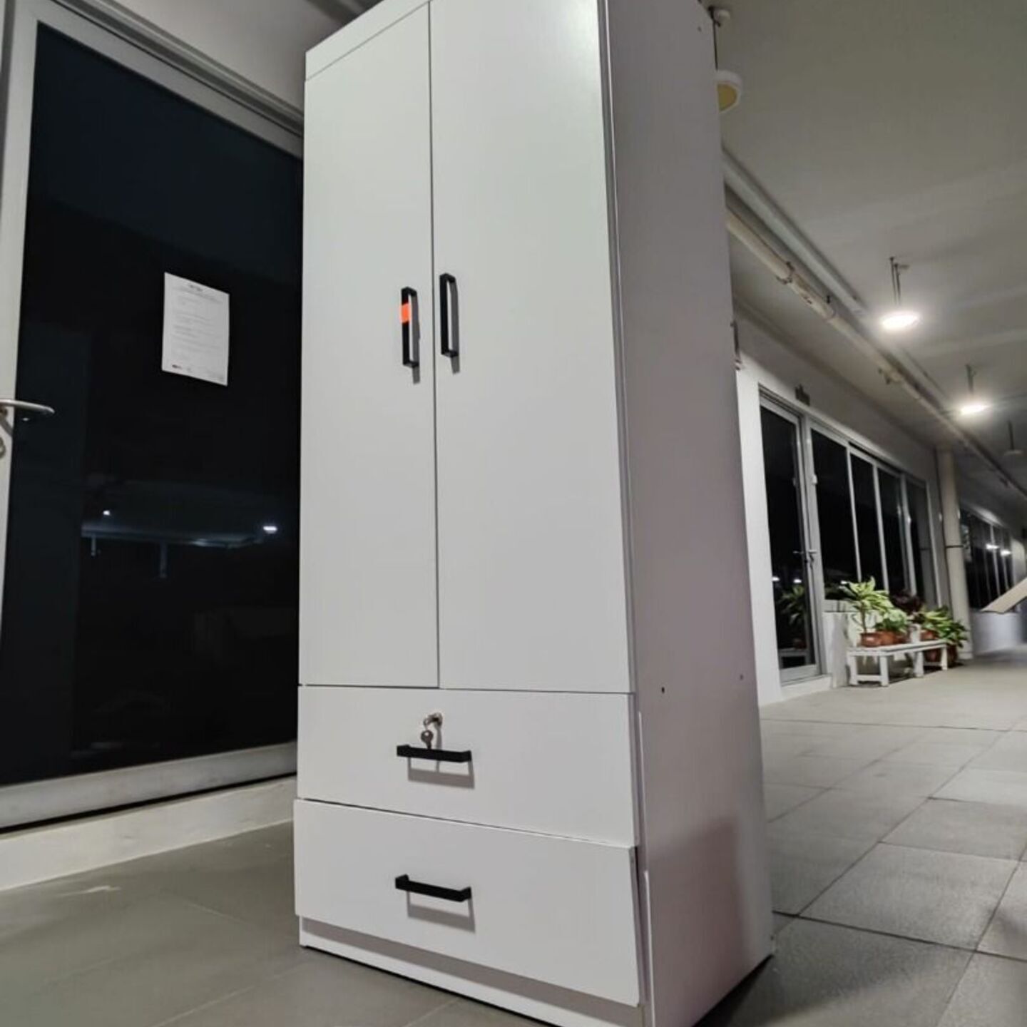 LEFAL II 2 Door Wardrobe in white with Drawer