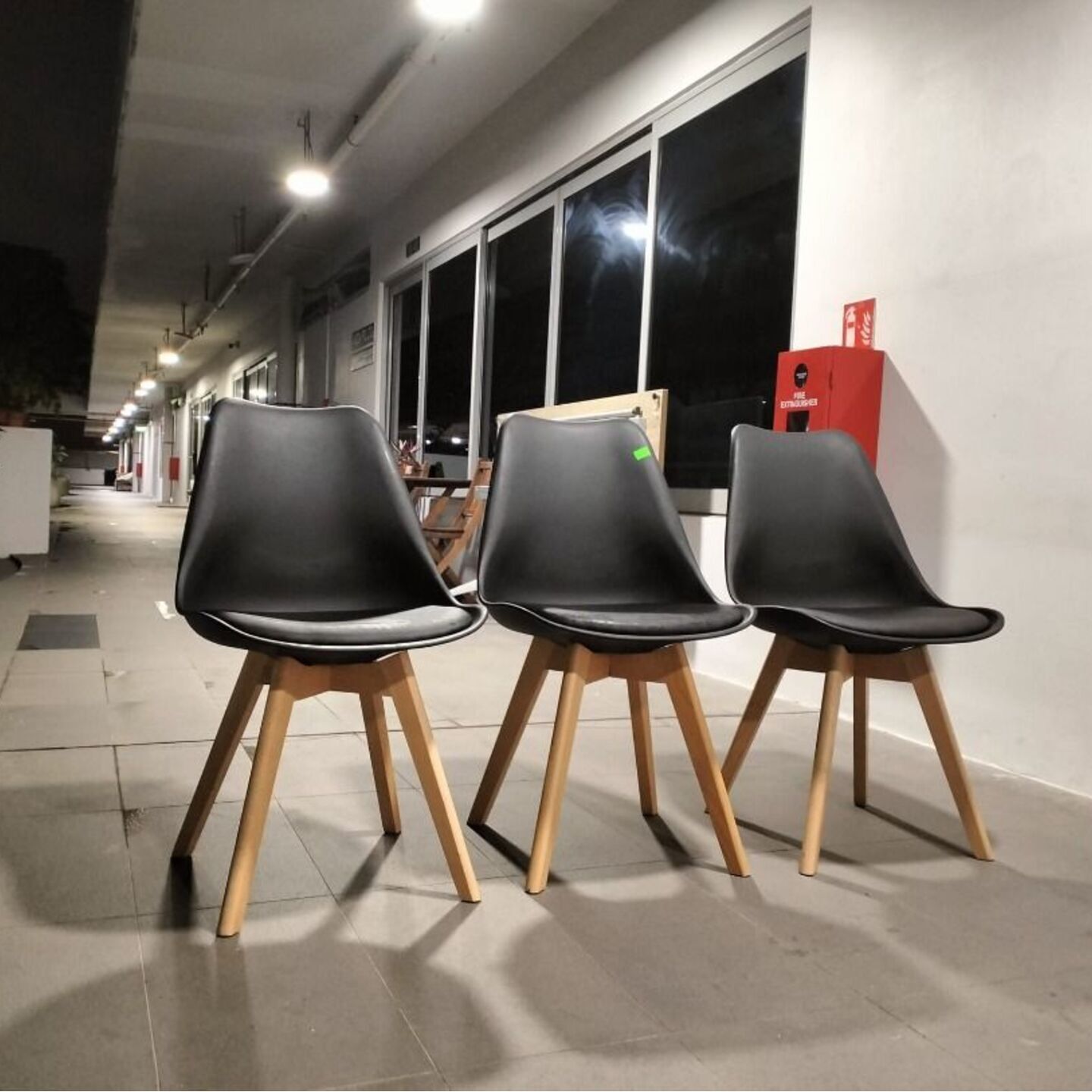 3 x VENZ Dining Chair in BLACK PU with Wooden Frame Set