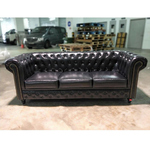 SALVADORE X 3 Seater Chesterfield Sofa in GLOSS BLACK PU