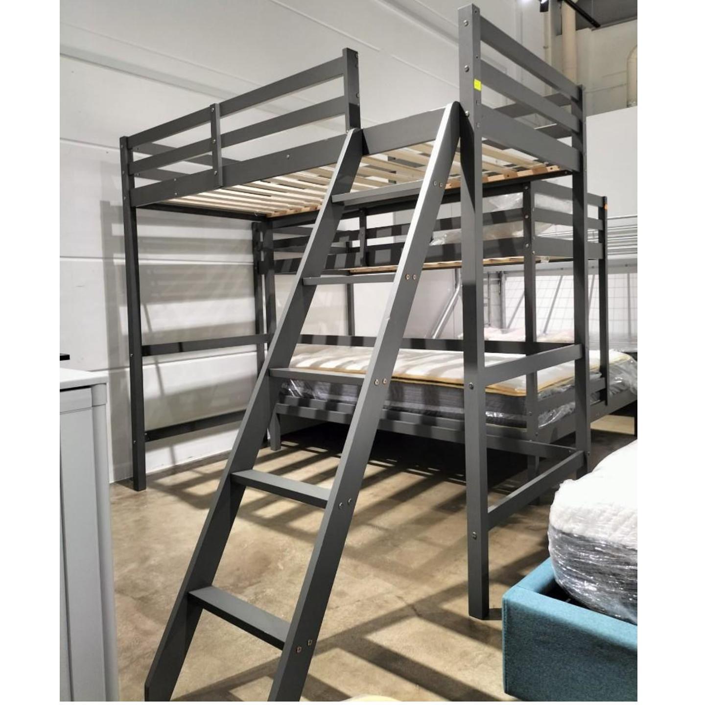 RUZENDA Single Loft Bed Frame in GREY