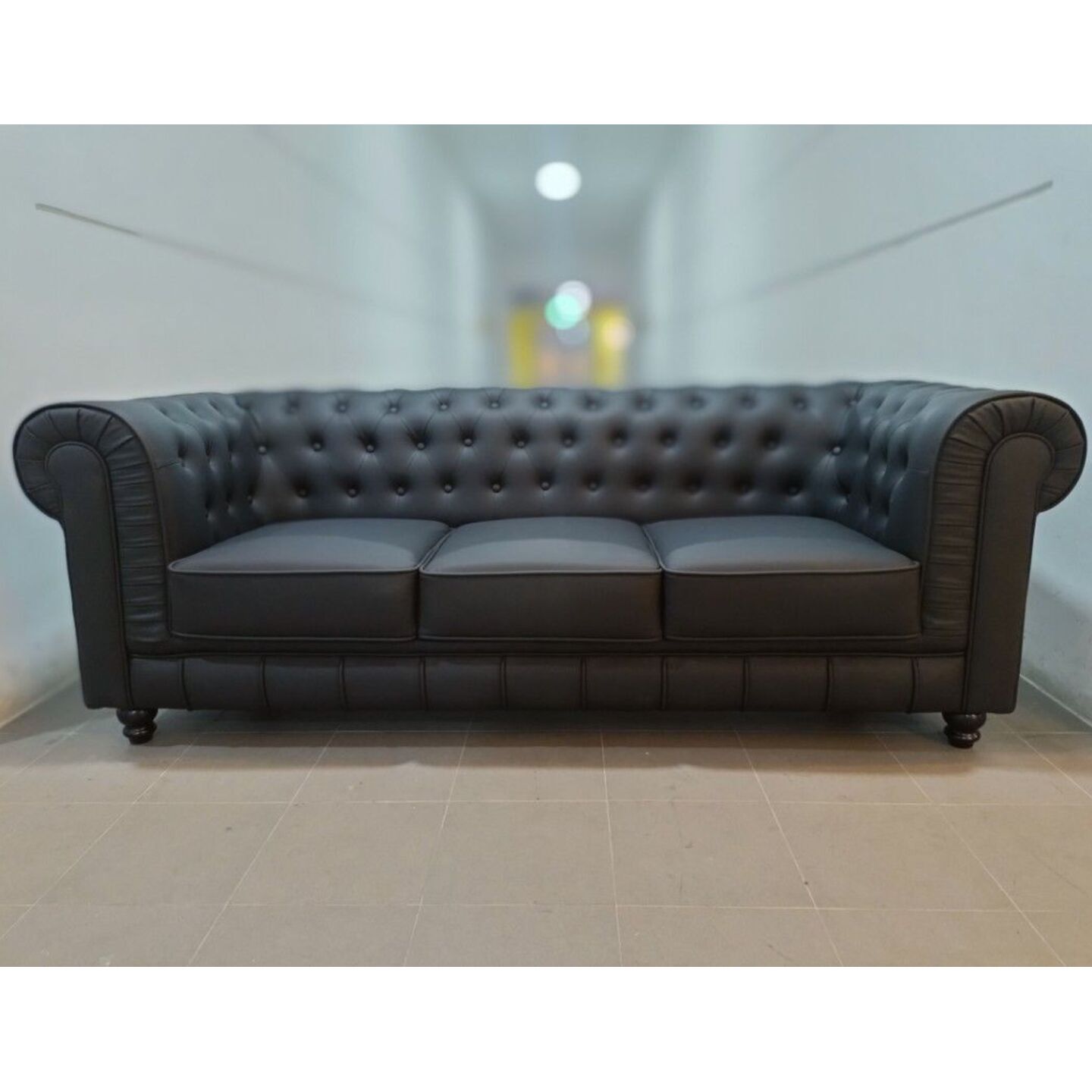 STAR BUY - PET FRIENDLY SALVADO II 3 Seater Chesterfield Sofa in BLACK TECH PU QF BF 18