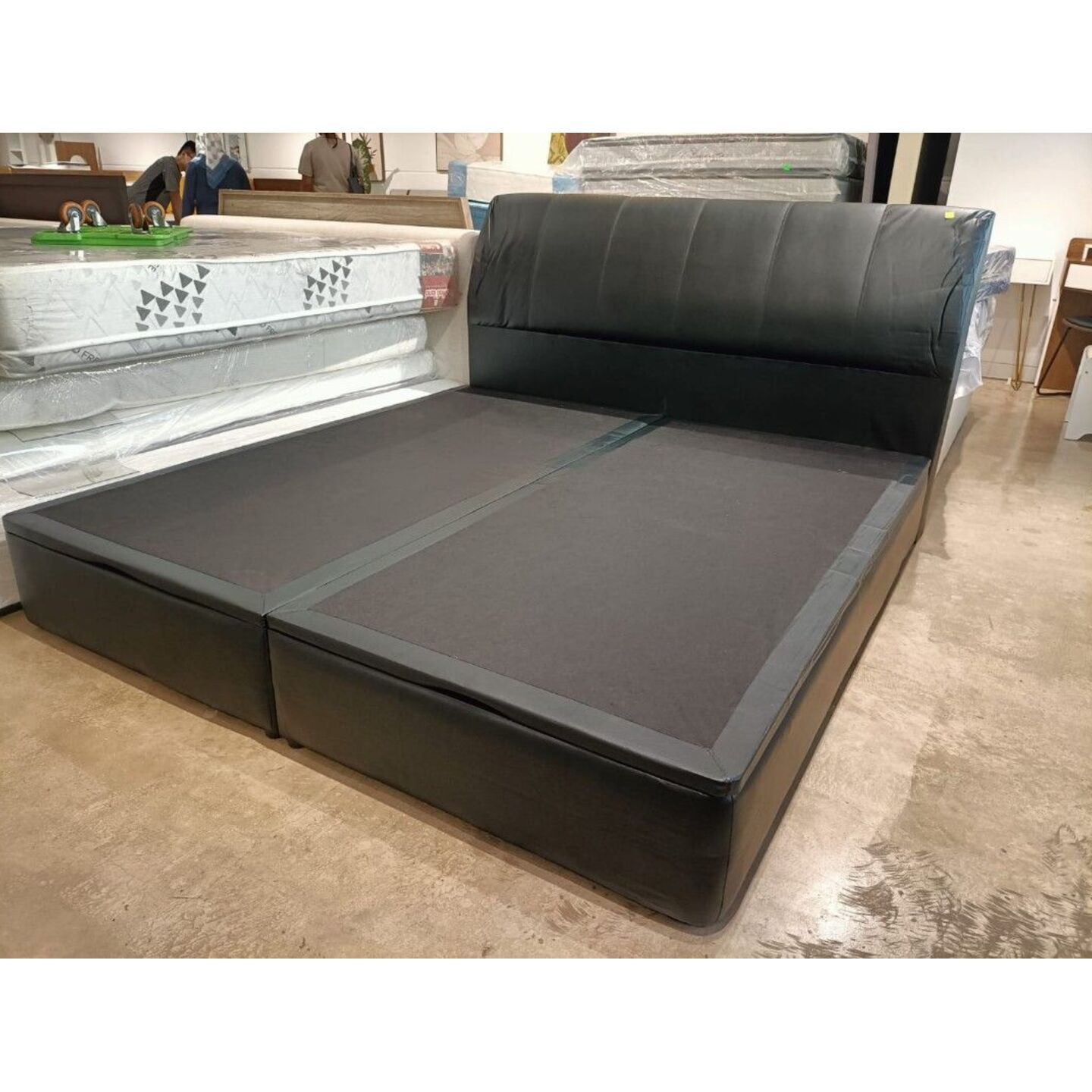 MORGINS Faux Leather King Size Storage Bed in BLACK