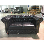 SALVADORE X 2 Seater Chesterfield Sofa in GLOSS BLACK PU