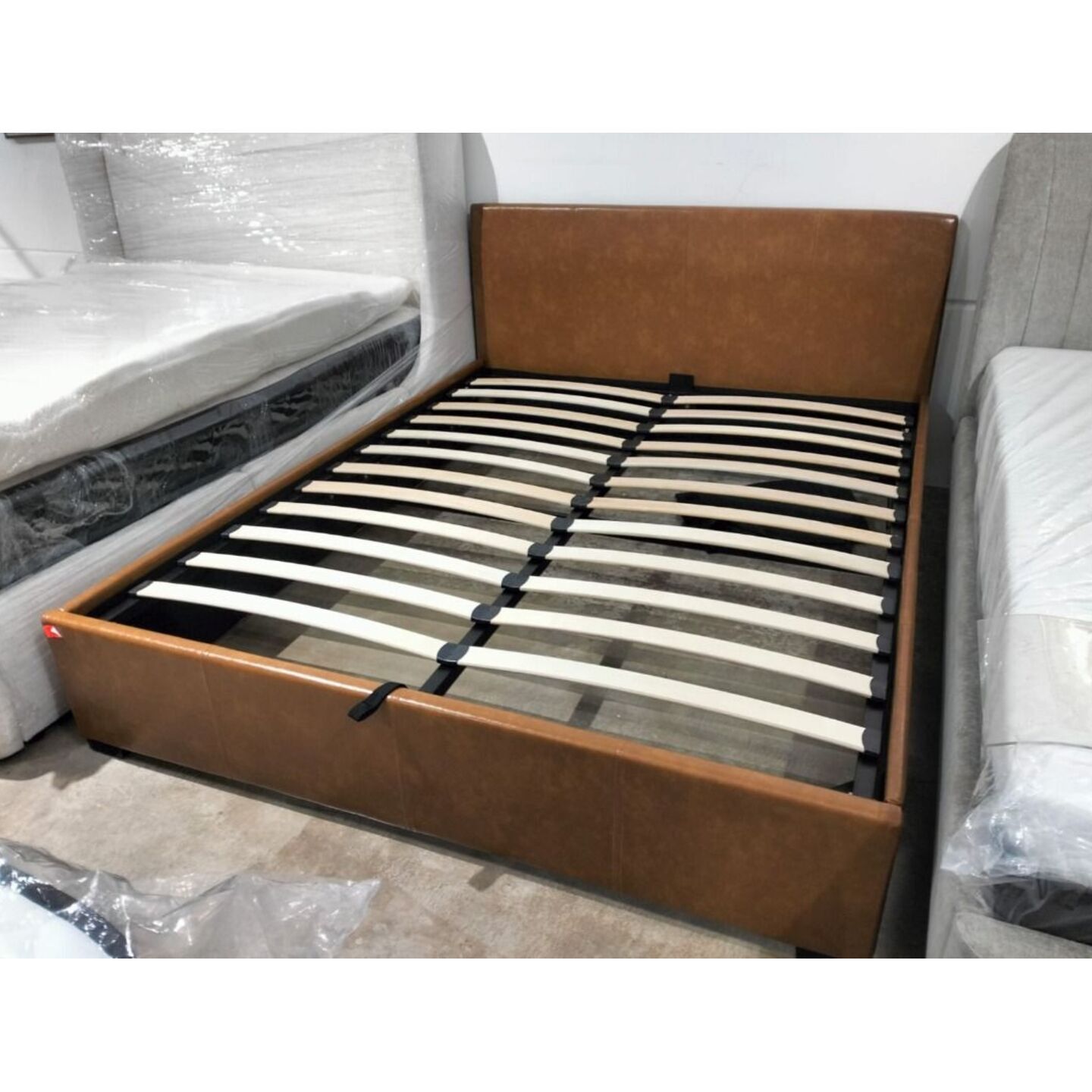 JOEDE Queen Size Storage Bed Frame in BROWN PU