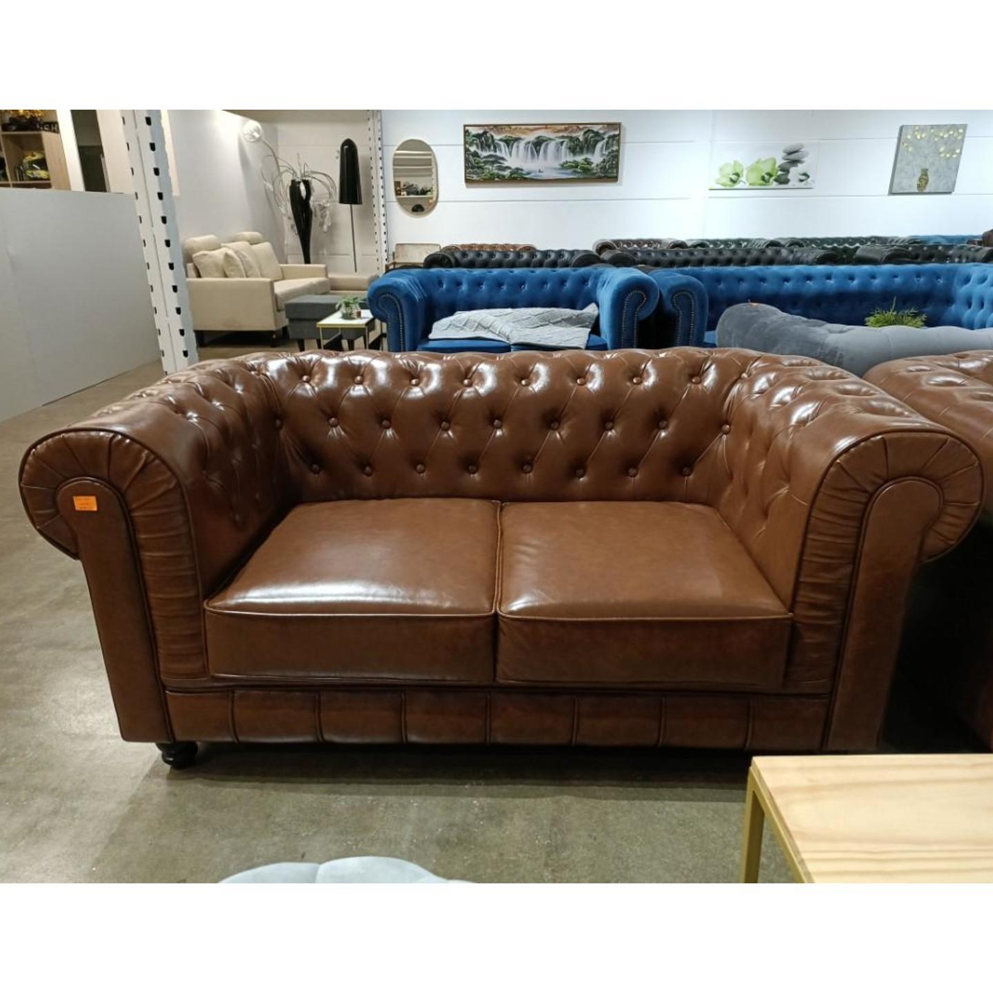 SALVADO II 2 Seater Chesterfield Sofa in CAMEL BROWN PU
