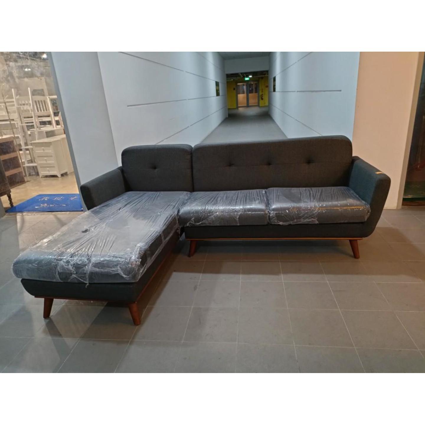 HARRIS L-Shaped Sofa in DARK GREY FABRIC (RIGHT WHEN SEATED)