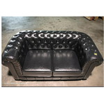 SALVADO II 2 Seater Chesterfield Sofa in GLOSS BLACK PU