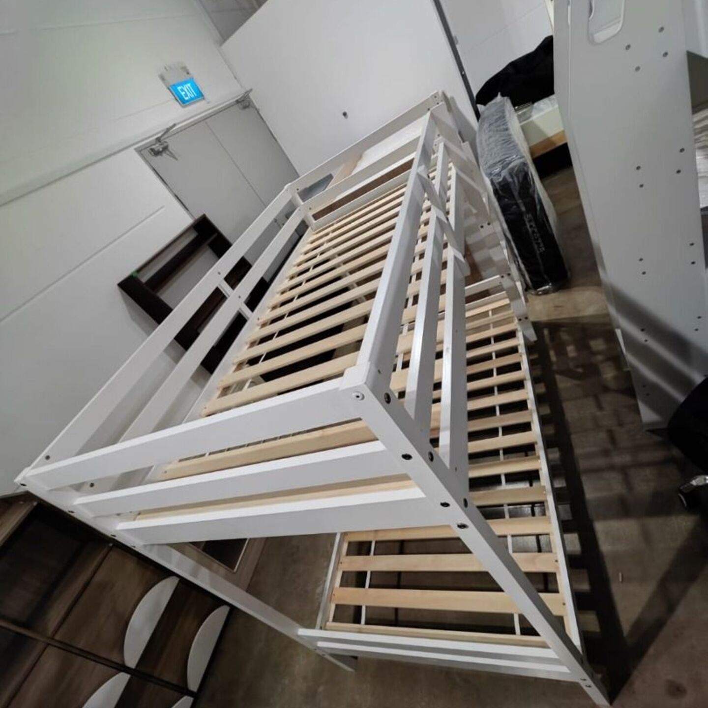 RUZENDA Doubke Deck Wooden Bunk Bedframe in WHITE