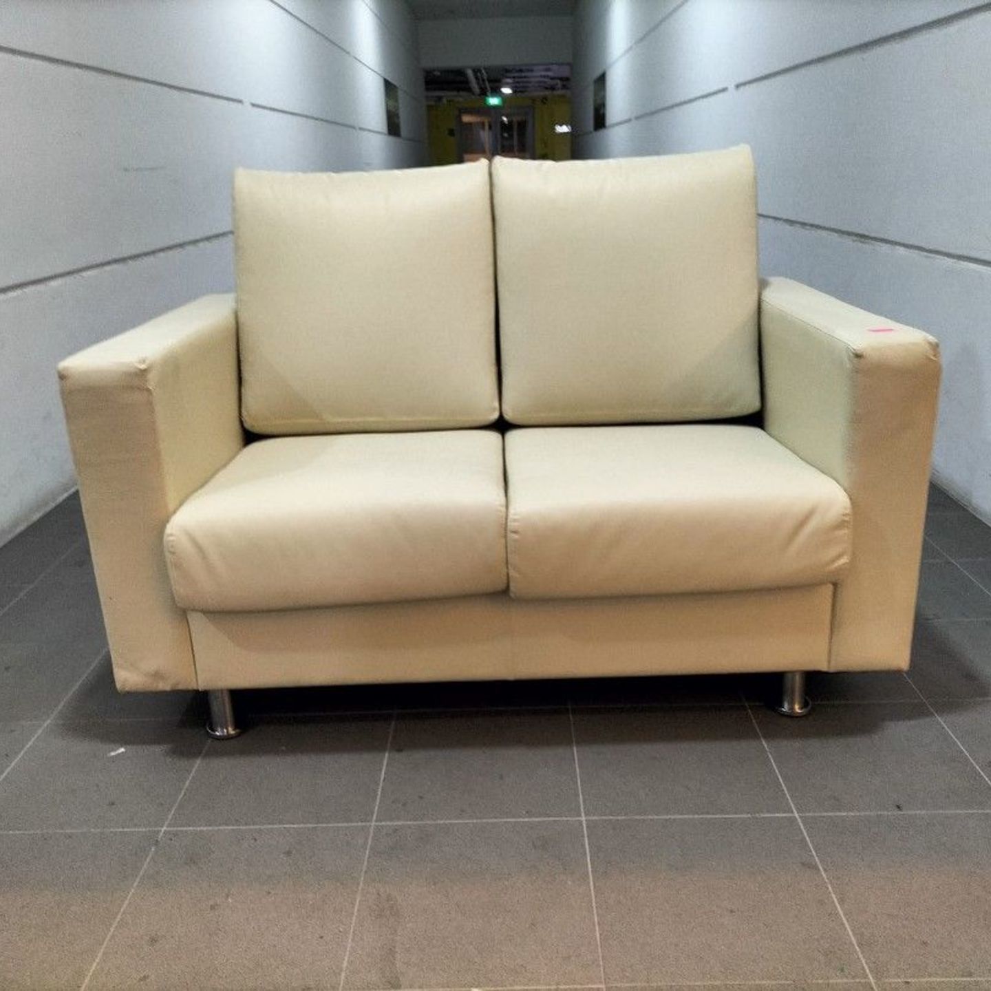 AGUSTA II 2 Seater Sofa in LIGHT BEIGE Faux Leather