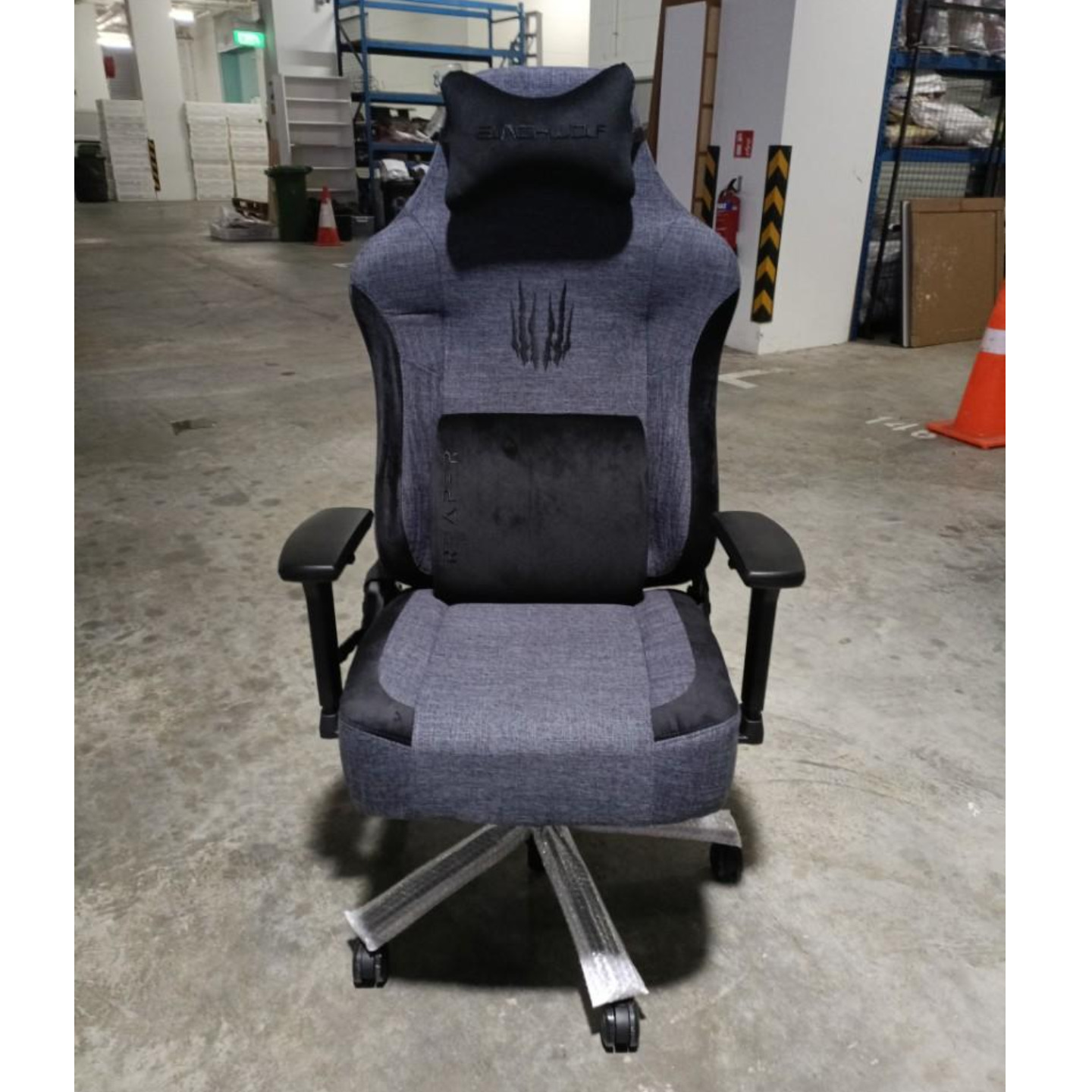 BLACKWOLF Reaper Series Grey Fabric Ergonomic Gaming Chair