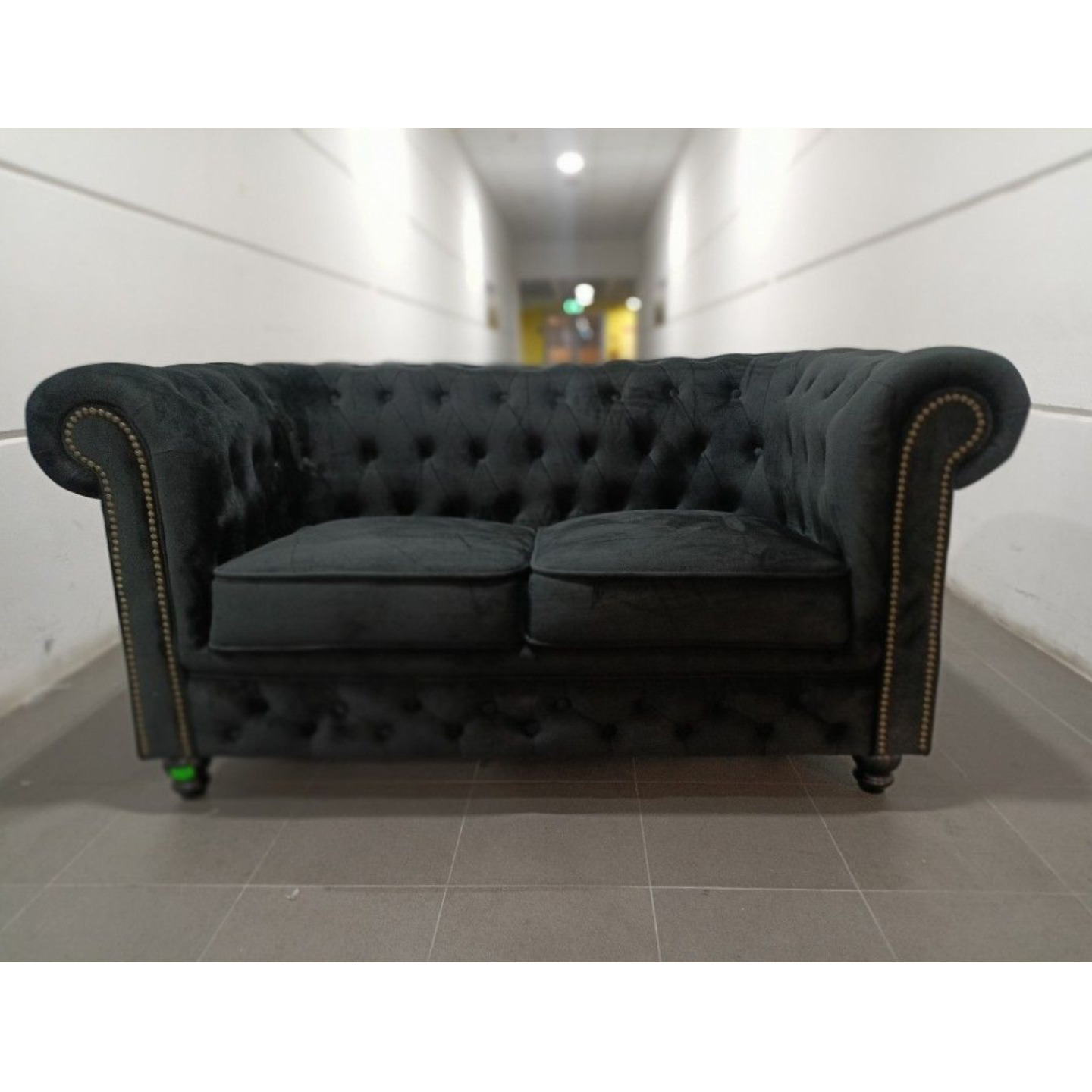 PRE ORDER SALVADORE X 2 Seater Chesterfield Sofa in VELVET BLACK - Estimated Delivery by July 2023.