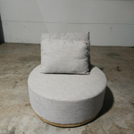 KINDELLA Round Dressroom Ottoman with Grey Fabric