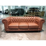 (PRE-ORDER) SALVADO II 3 Seater Chesterfield Sofa in GLOSS BROWN PU - estimated delivery in END Nov 2021
