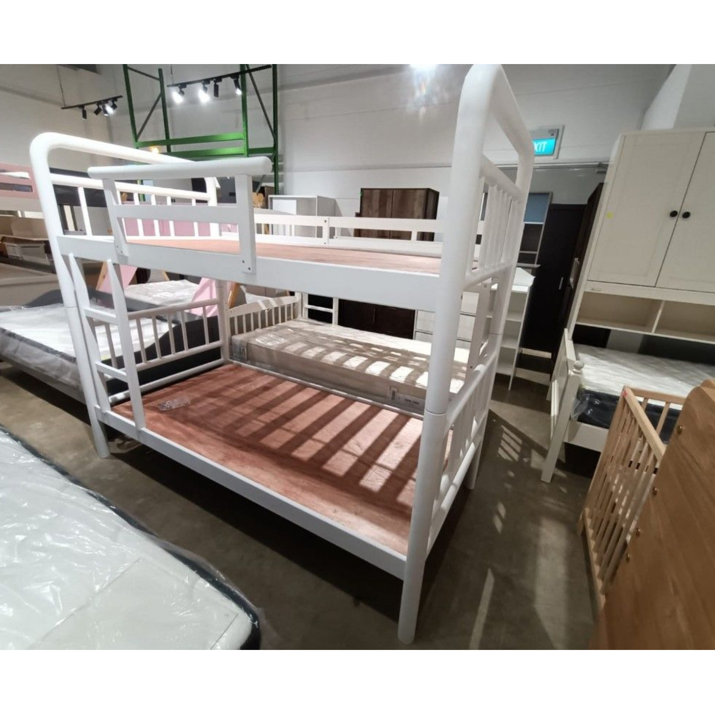 SEMKAS Double Deck Single Size Bedframe in WHITE
