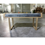 LIMOS Classic Brass Ottoman Bench in Grey Velvet