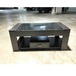 TEVEL Modern Tempered Glass Coffee Table in DARK WALNUT