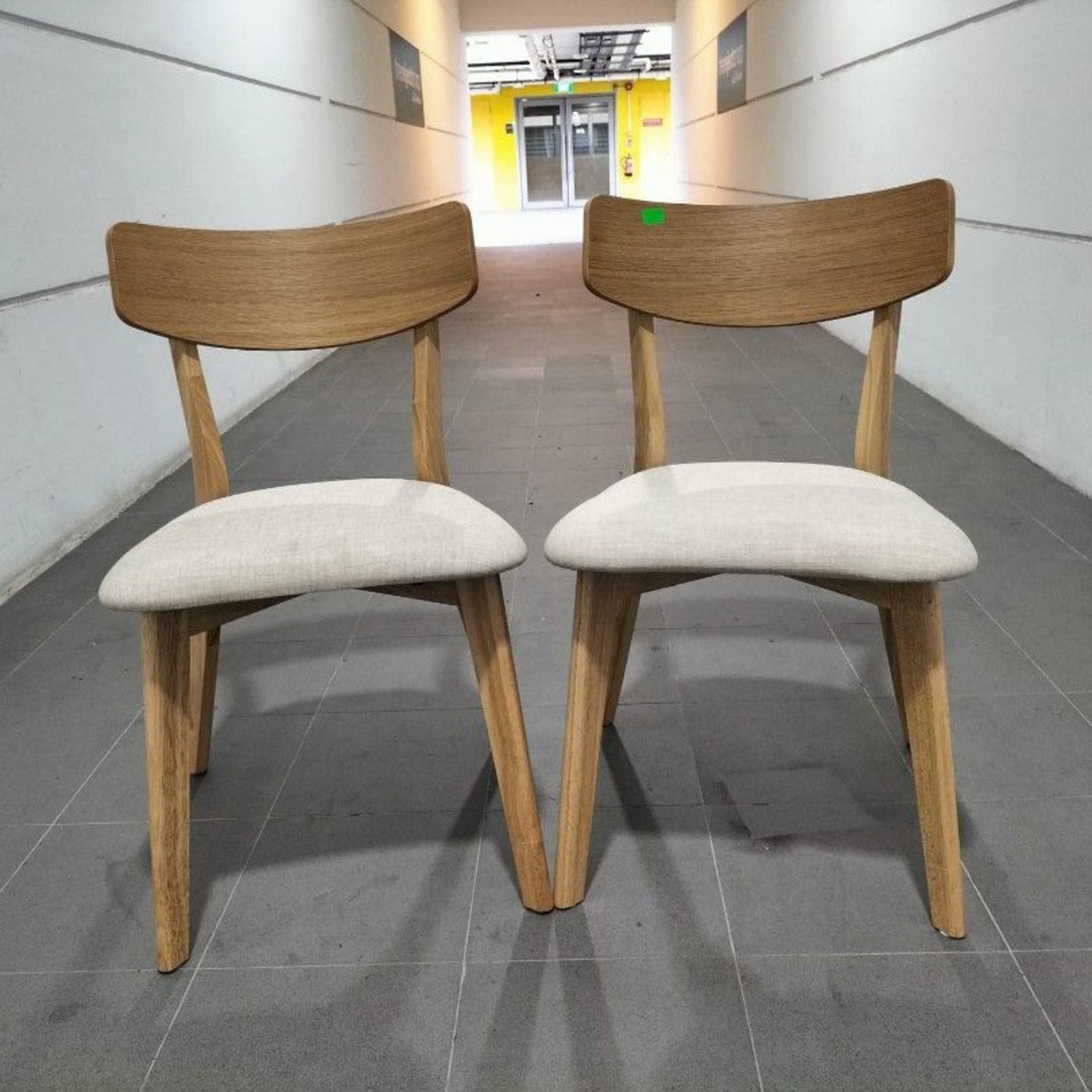 2pc LUXE Dining Chair in OAK with Cream Cushion