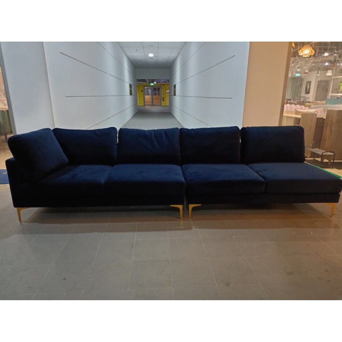 LAMBERT 4 Seater Sectional Sofa in MIDNIGHT VELVET BLUE