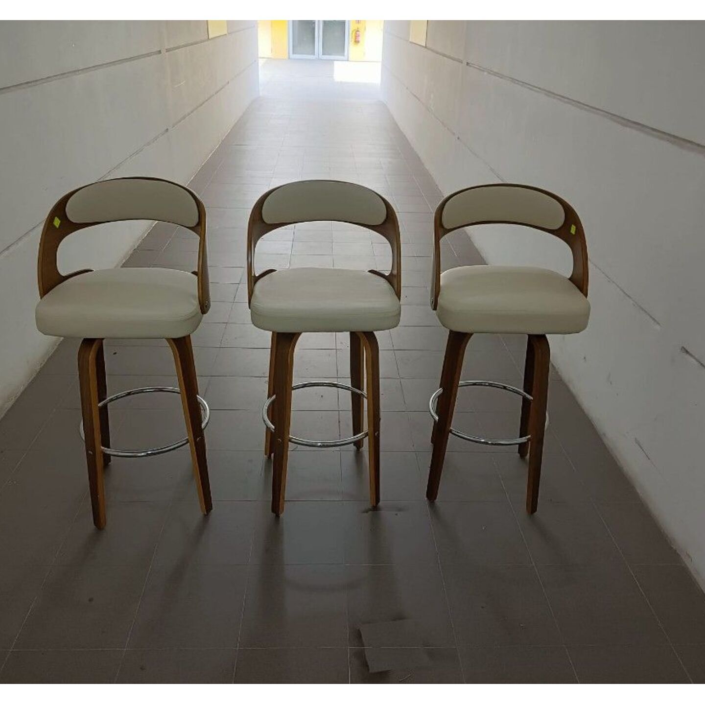 3 x FRANKLIN Swivel Bar Chairs in Off White