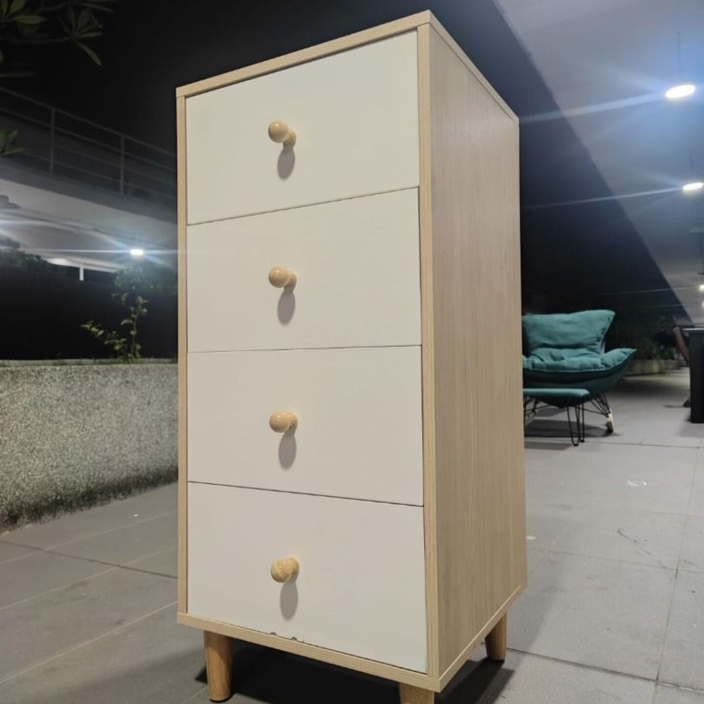 VERNALE 0.4M 4-Tier Chest of Drawers (White/Natural)