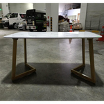 GOLDIVA Marble Top Dining Table with Gold Frame