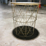 KAYLON Matt Gold Wireframe Side Table with Vintage Top