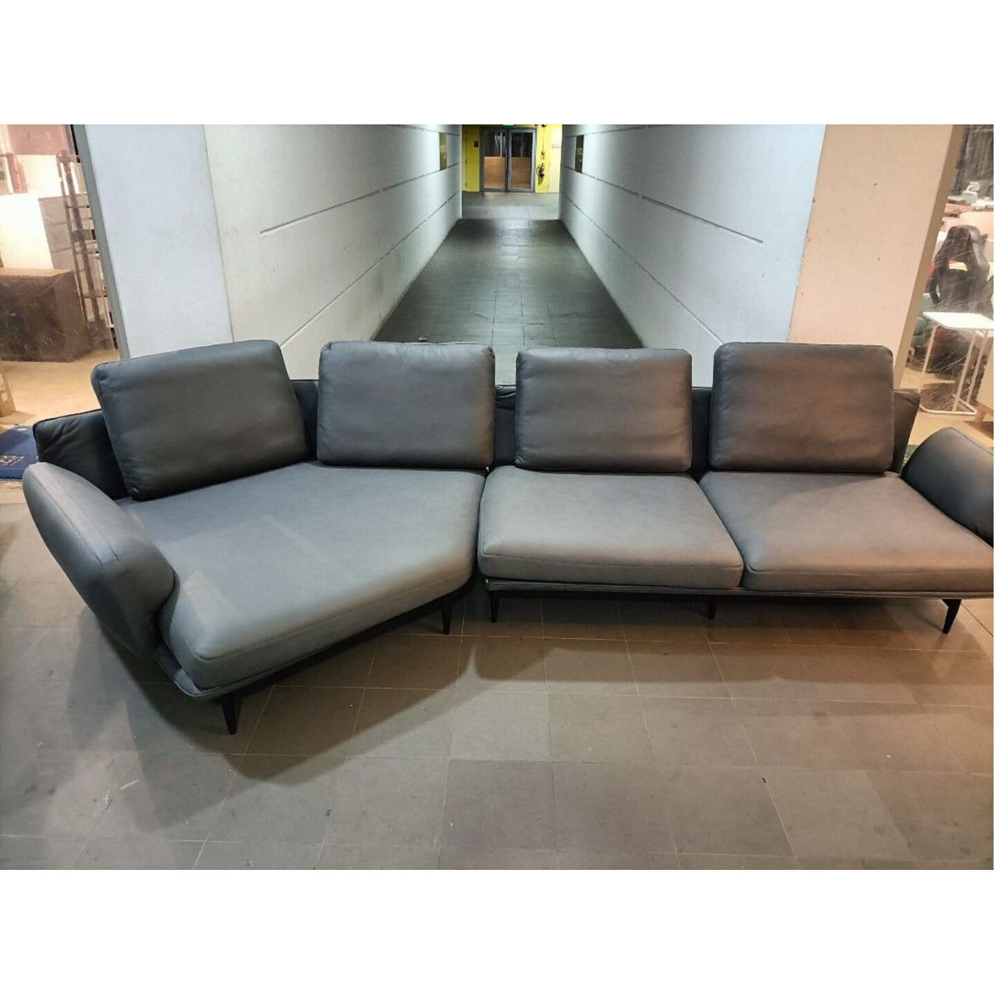 VELODROME 5 Seater Lounge Sofa in GREY LEATHAIRE