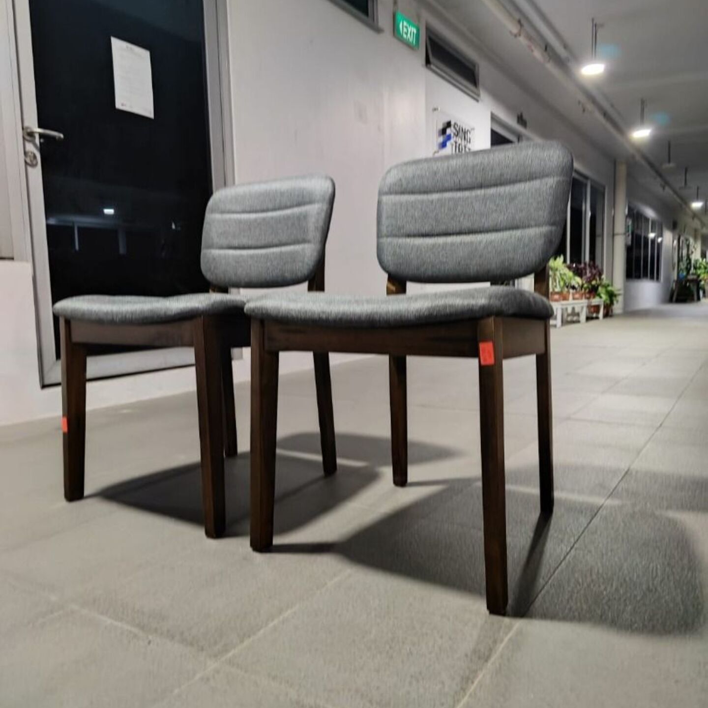 RONA Dining Chairs in WALNUT with GREY Cushions (SET OF 2)