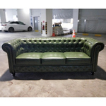 SALVADORE X 3 Seater Chesterfield Sofa in EMERALD GREEN PU