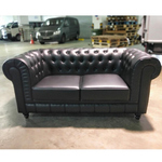 SALVADO II 2 Seater Chesterfield Sofa in MATTE BLACK PU Leather