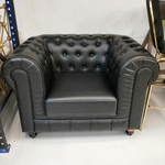 SALVADO II One Seater Chesterfield Sofa in MATTE BLACK PU Leather