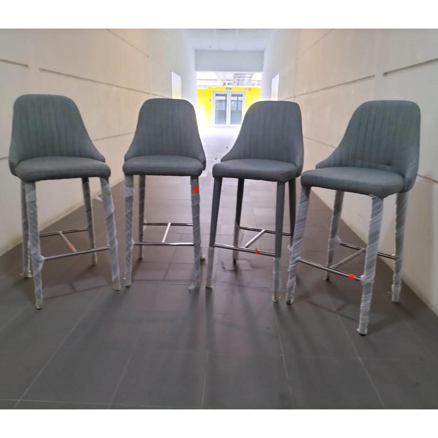 4 x HACHER Counter Stools in GREY Fabric