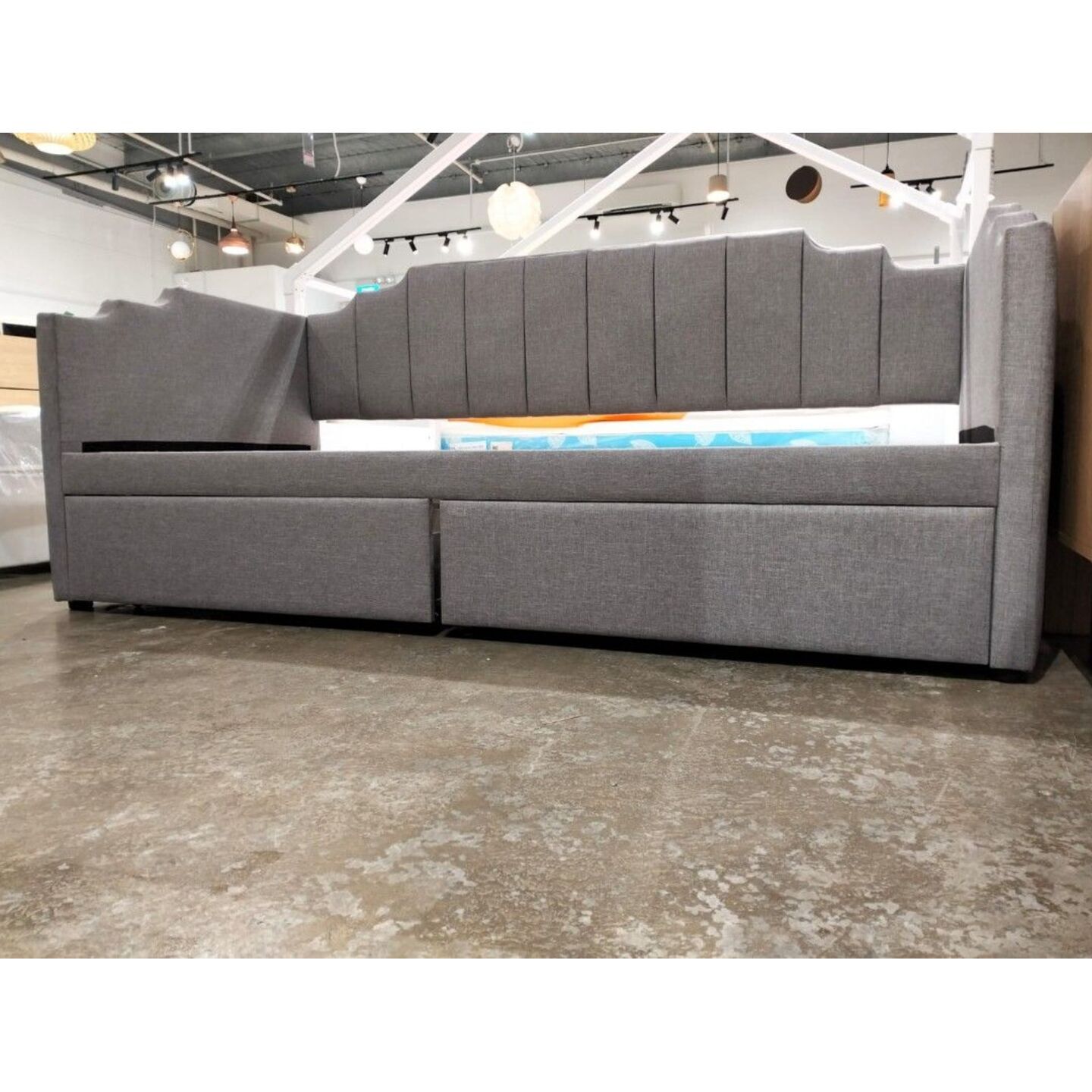 HORSEA Single Storage Day Bed with Drawers in GREY FABRIC