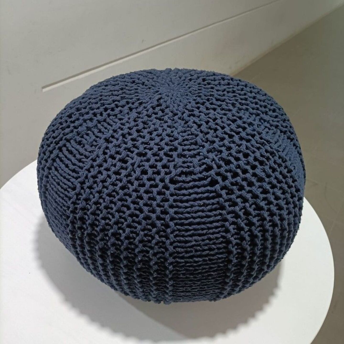 PAMA Knitted Pouffe in NAVY BLUE