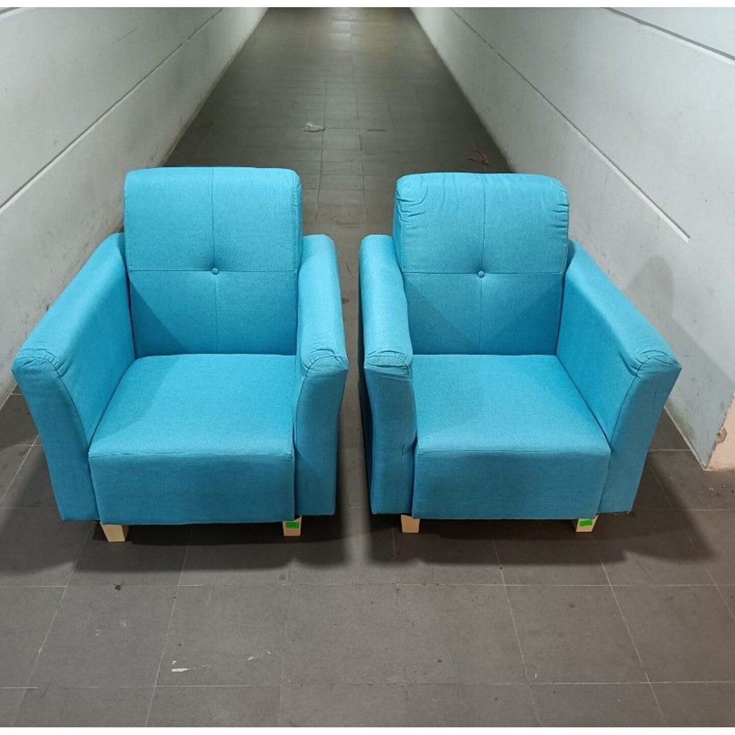 2 x HAVANNA Armchairs in AQUA BLUE FABRIC