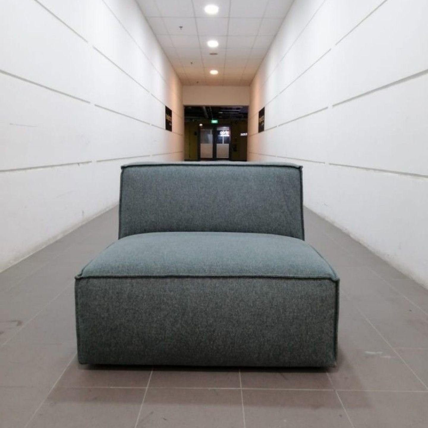 RYESO Armless Single Sofa in Zenith Blue Fabric